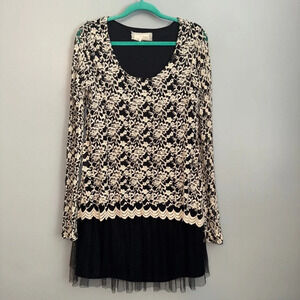 Anthropologie A’reve Romantic Lace And Tulle Mini Dress Small